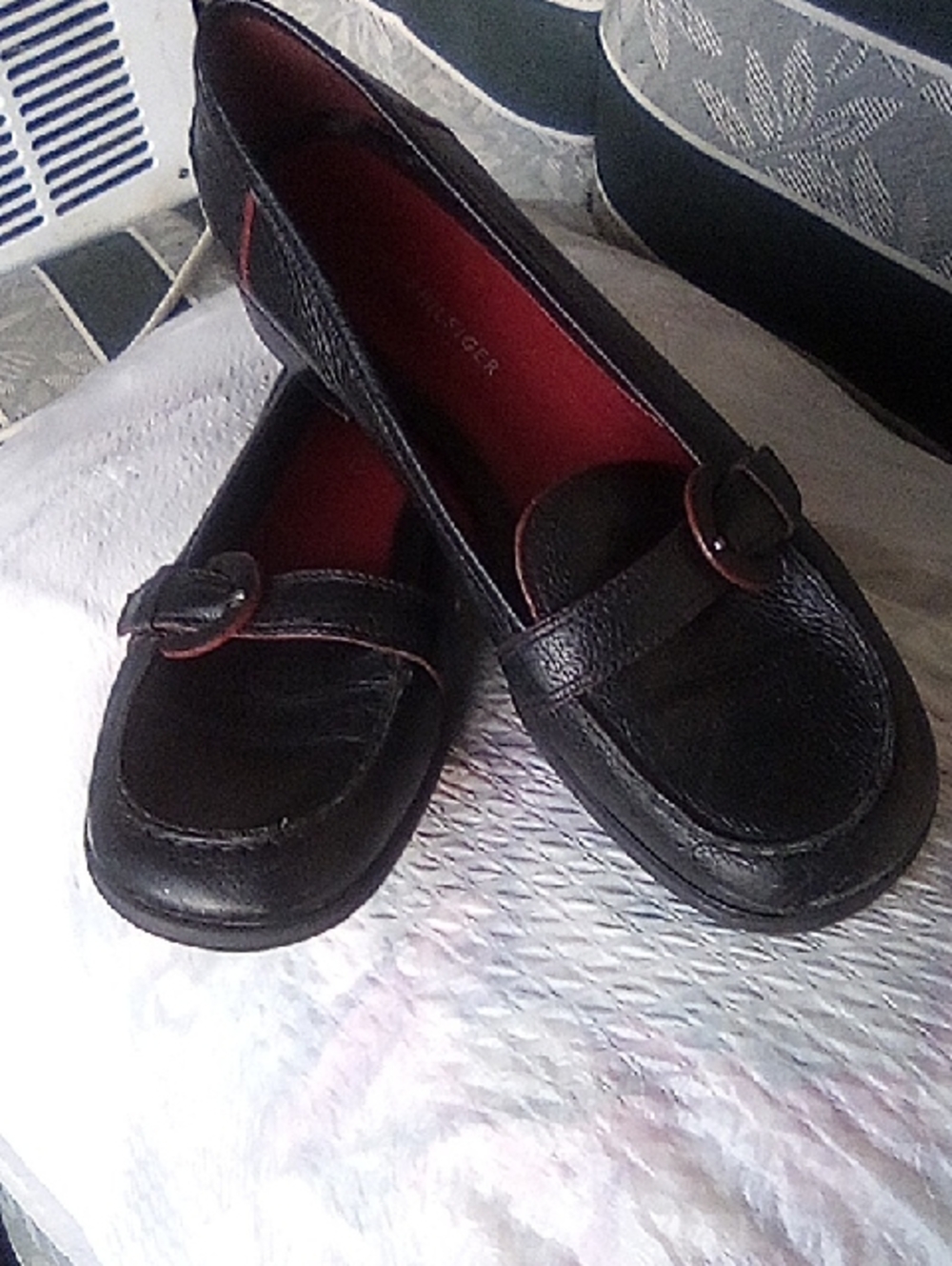 Tommy Hilfiger Black Loafer Flats with Red Interior